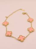Pulsera de trebol rosa gde