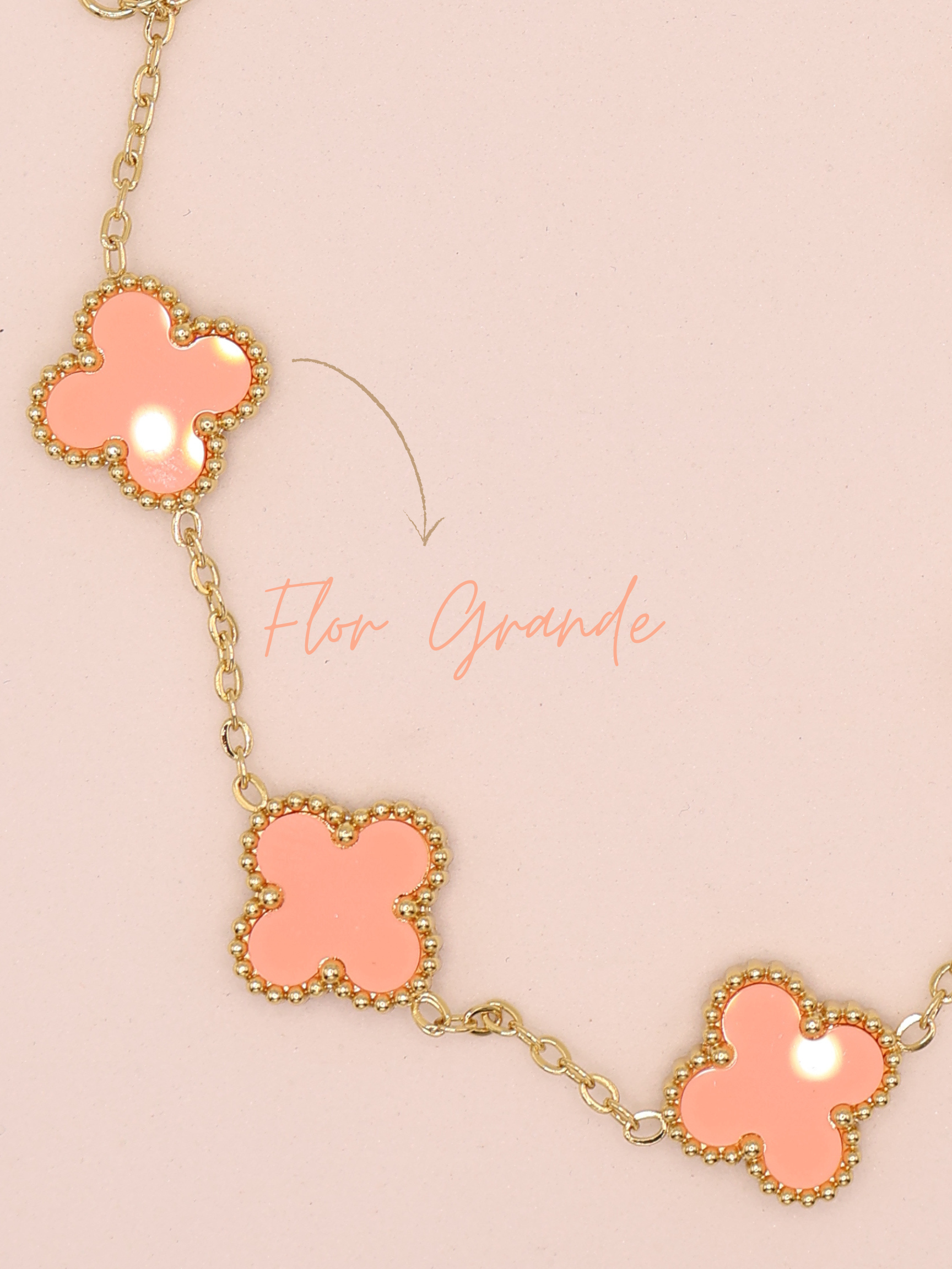 Pulsera de trebol rosa gde
