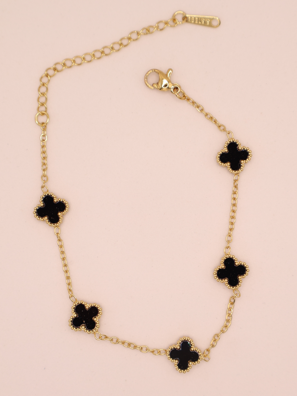 Pulsera de trebol negra chica